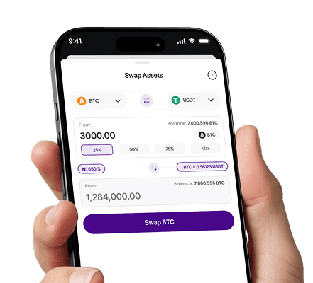 BitQora swap screen showing the exchange flow