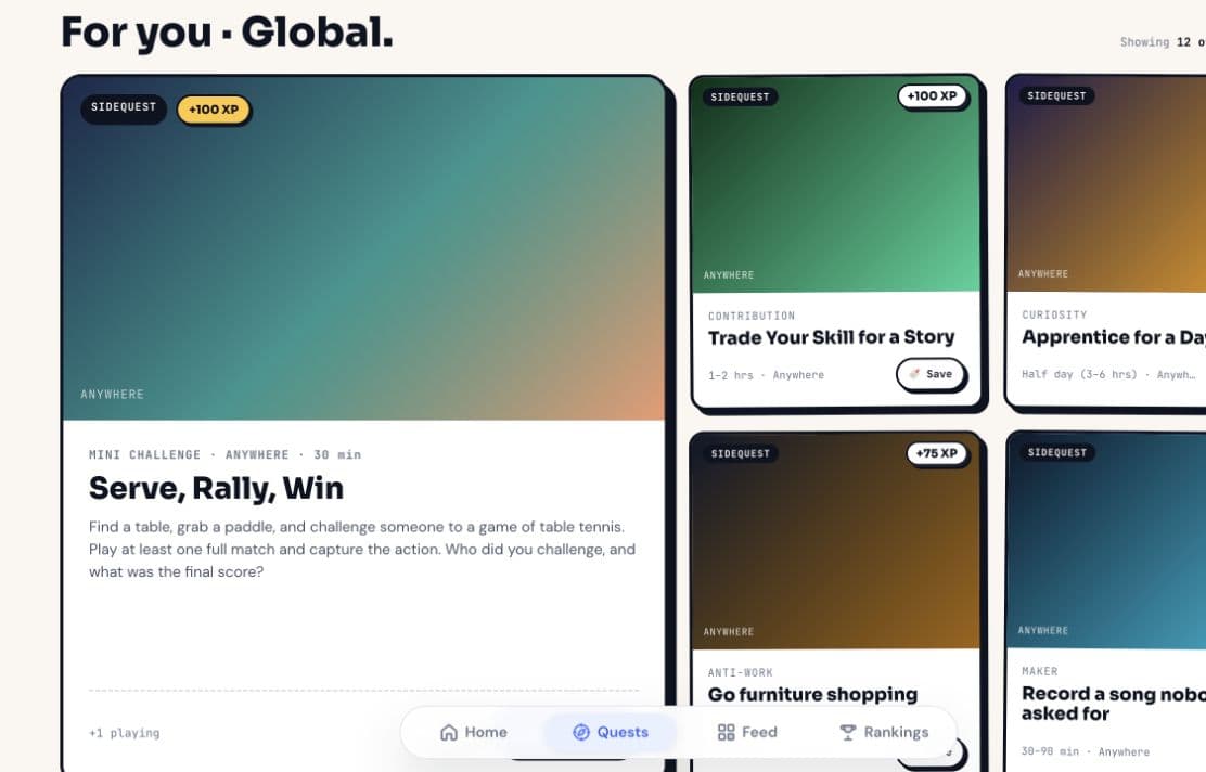 Current CitiQuest quest catalog with real-world challenges